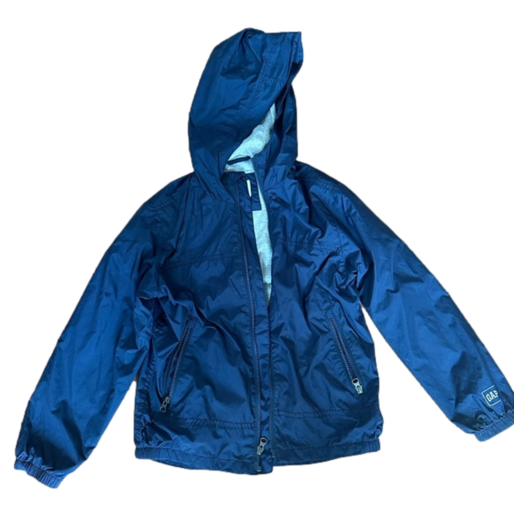 Gap kids boys rain wind coat Navy hooded size M - lined cozy